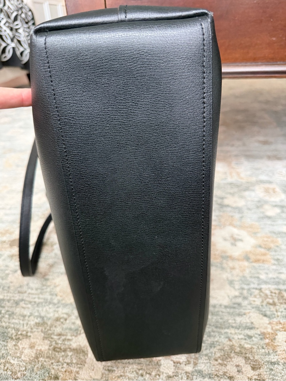 COACH Black Leather Tote Bag with Red Interior and Orange Tassel - Picture 7 of 7